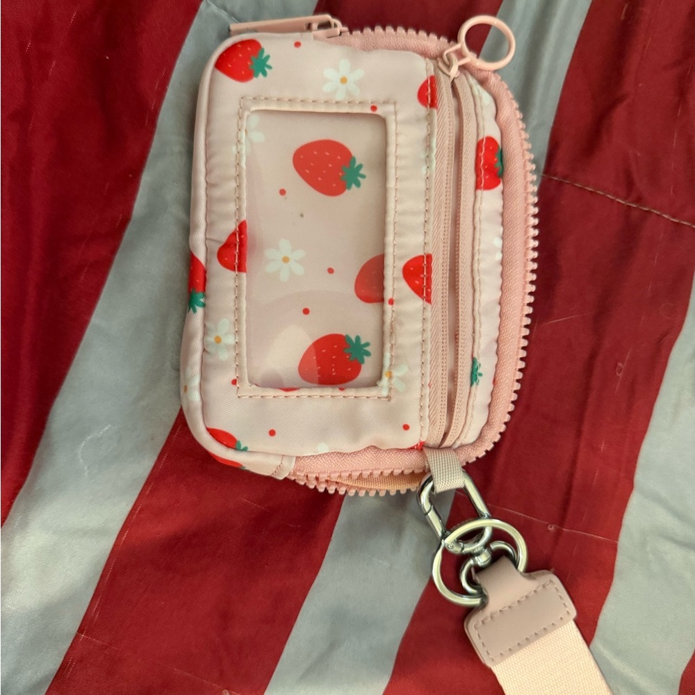 Strawberry Print Pink Mini Wallet